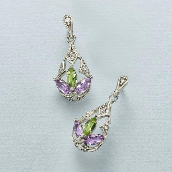 Museum Selection Peridot & Amethyst Silver Earrings
