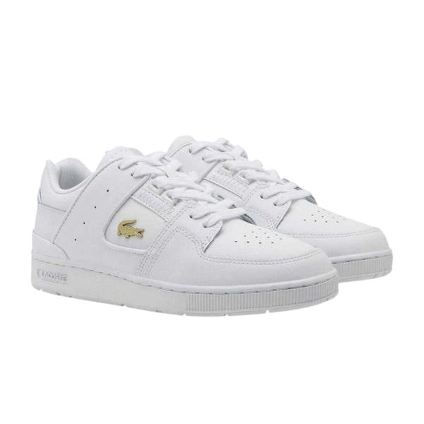 Lacoste Mens Court Cage Leather Trainers - White Gold - 