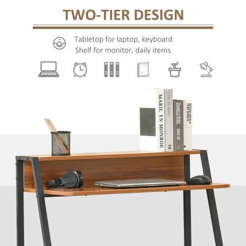 Wyld Haus Mifaha 84cm Wooden Walnut Compact Writing Desk With Storage Shelf