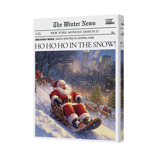 Benjamin Tate Design Contemporary Santa Claus Snowy City Canvas Art Print Handmade In United Kingdom
