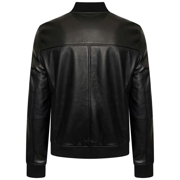 Barneys Originals Men's Fine Milled Leather Bomber Jacket