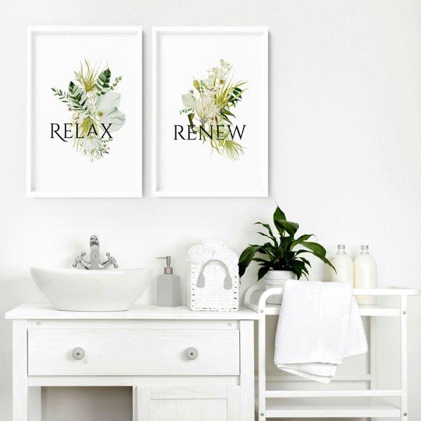 Framed bathroom wall art | Set of 2 unique wall art