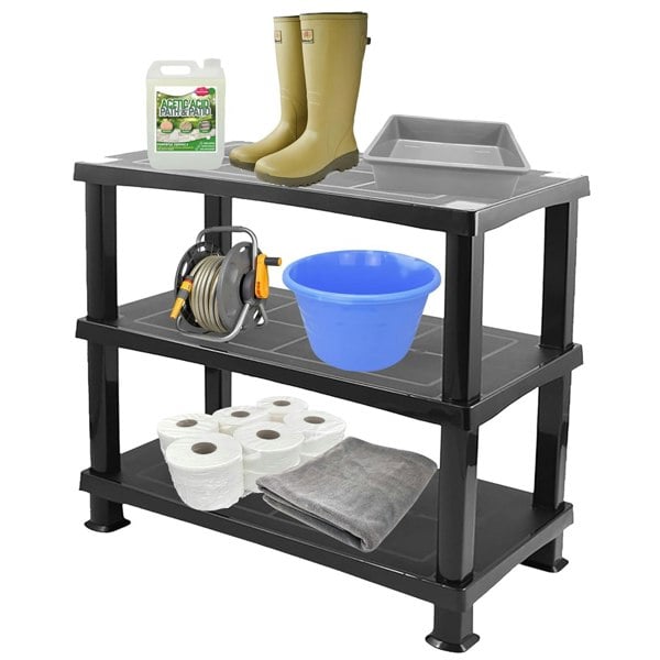 Multipurpose 3 Tier Strong Black Plastic Shelving Unit Racking Shelf For Storage