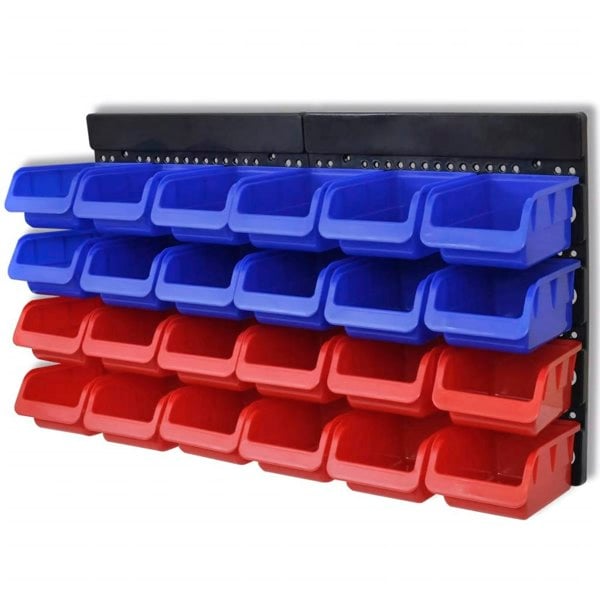 Berkfield 2 pcs Blue & Red Wall Mounted Garage Tool Organiser