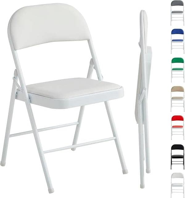 Single Folding Metal Dining Chair with Padded Seat