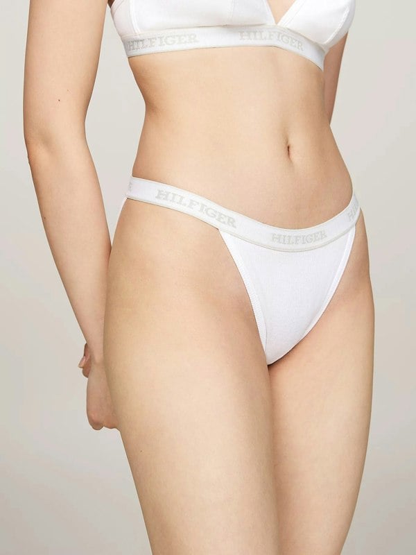 Tommy Hilfiger MONOTYPE Womens Tanga Bikini Briefs White