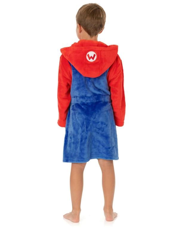 Nintendo Super Mario Boys Blue Dress-Up Hooded Bathrobe