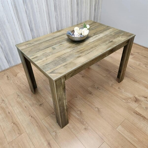 Kosy Koala Dining Table Brown Rustic Wood Effect, Place for 6 Seats for Kitchen, Office