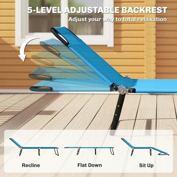 Bobobiy Garden Sun Lounger, with Five-Position Back - Sky Blue