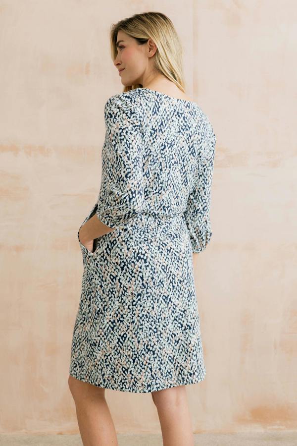 Lily & Me Meadow Printed Organic Cotton Jersey Dress Navy