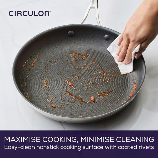 Circulon Stainless Steel Extreme Non-Stick Covered Skillet, 32cm