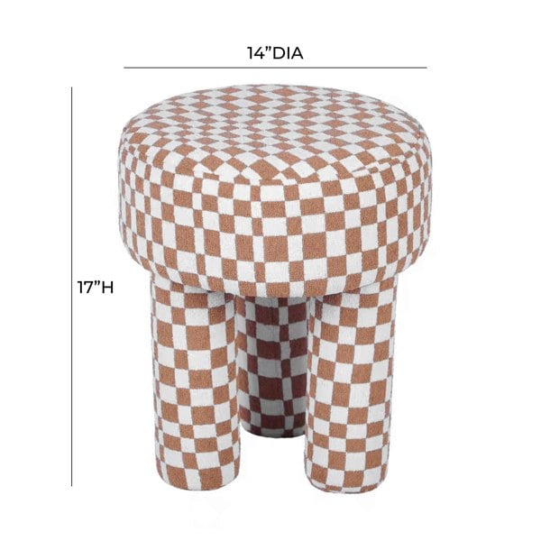 Furniture Edit Claire Brown Checkered Boucle Stool