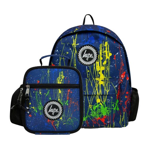Hype Multi Colour Splat Backpack & Lunch Bag Set Boys Girls School Travel Set