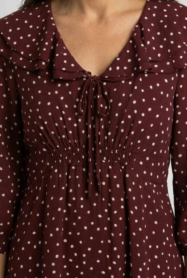 Izabel London Polka Dot Print Ruffled Midi Dress