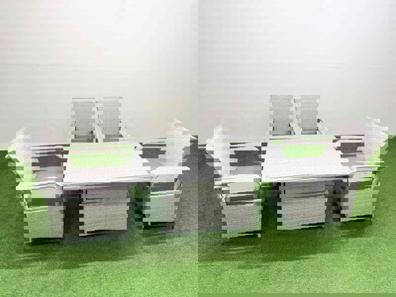 Fimous Outdoor Rattan Garden Furniture Set Patio 4 Chairs Plus Height adjustable dining table Sets Light Grey Mixed
