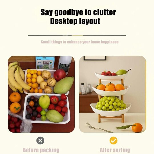 Havendro 3 Tier Fruit Storage Basket Bowl Holder Vegetable Utility Rack & Dining Stand