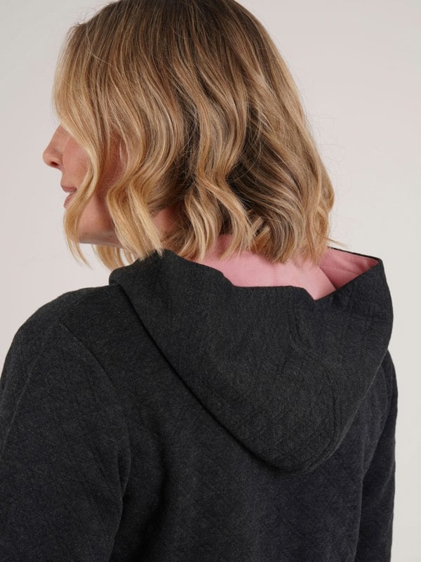 PennyPlain Quilt Hooded Zip Up - Charcoal