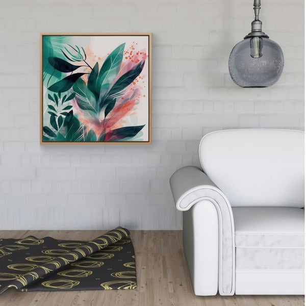 Warren Reed Green Feather leaves Tropical Framed Canvas