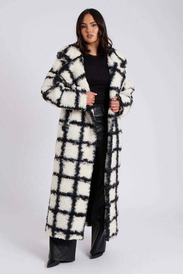 Urban Bliss Checked Borg Longline Jacket