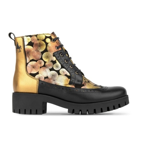 Embassy London Milliner Platform - Gold - Women's leather chunky platform ankle boot with wool lining