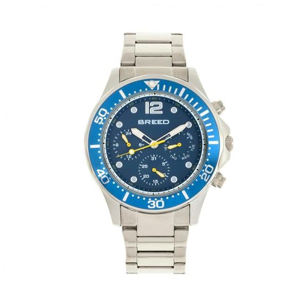 Breed Pegasus Bracelet Watch w/Day/Date  - Blue/Silver - BRD8103