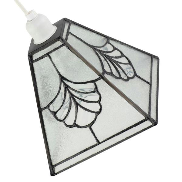 Traditional Clear Glass Tiffany Pendant Light Shade with Floral Panels Image 8