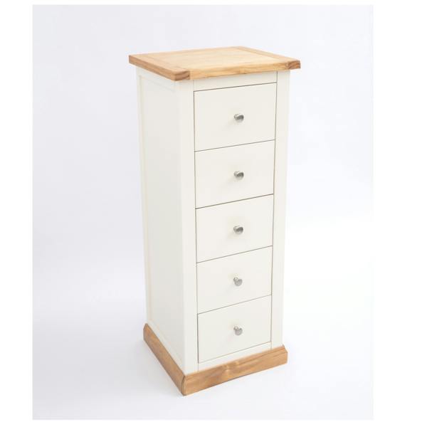 Cabinet Bits Trevi 5 Drawer Narrow Chest of Drawers Chrome Knob
