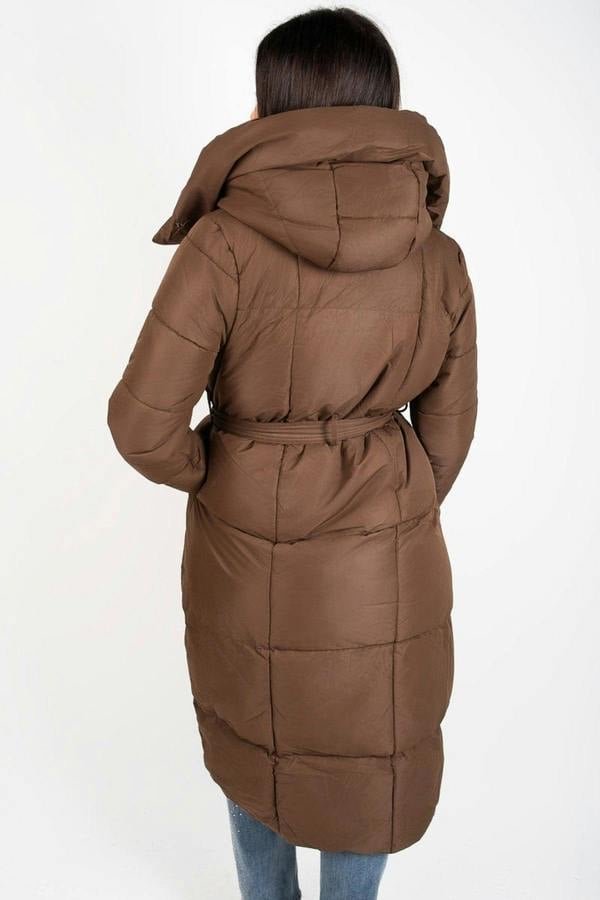 Velina Longline Puffer Coat With Belted Waist - Black