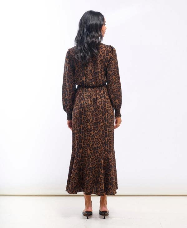 Needs No Label Animal Wrap Long Sleeve Midaxi Dress