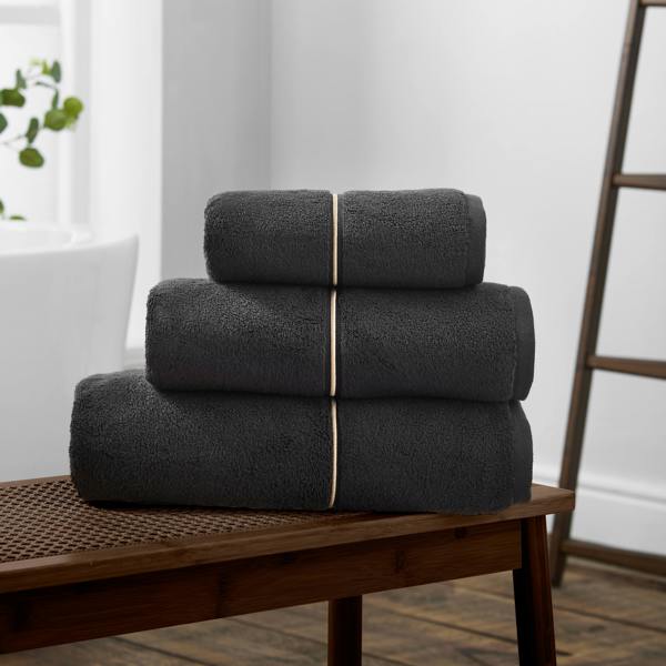 Bianca Zero Twist Satin Stitch Cotton Towel Black