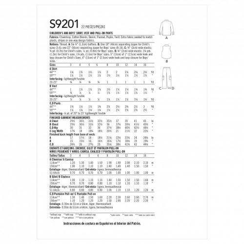 Simplicity Sewing Pattern 9201, Shirts, Waistcoats, Trousers for Kids, HH (3-4-5-6) - Intermediate