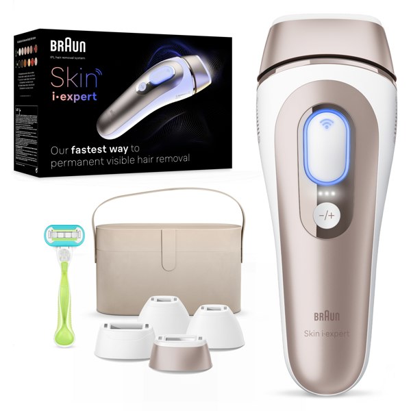 Braun Smart IPL Skin Expert, At Home Hair Removal, Pouch, Venus Razor, 4 Heads, PL7387