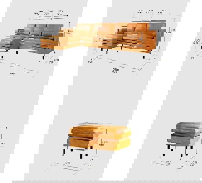 Fuller Brown Three Seater Corner Sofa, Real Leather-Two Seater Sofa-Rit Concept-Rit Concept