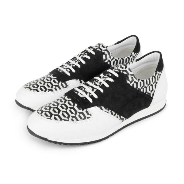 Embassy London San Francisco - White & Black Hexa - Men's lace-up leather & suede trainer