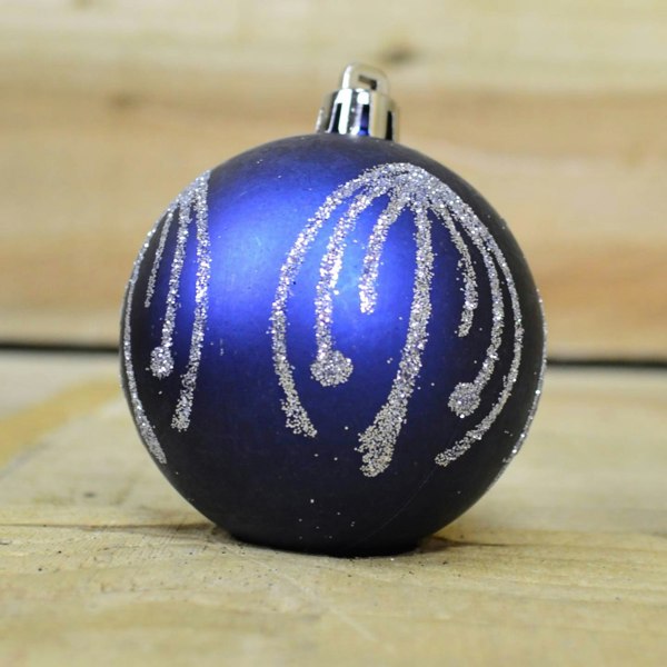 Samuel Alexander 9 Pack Premier 60mm Deluxe Glitter Christmas Tree Baubles - Midnight Blue