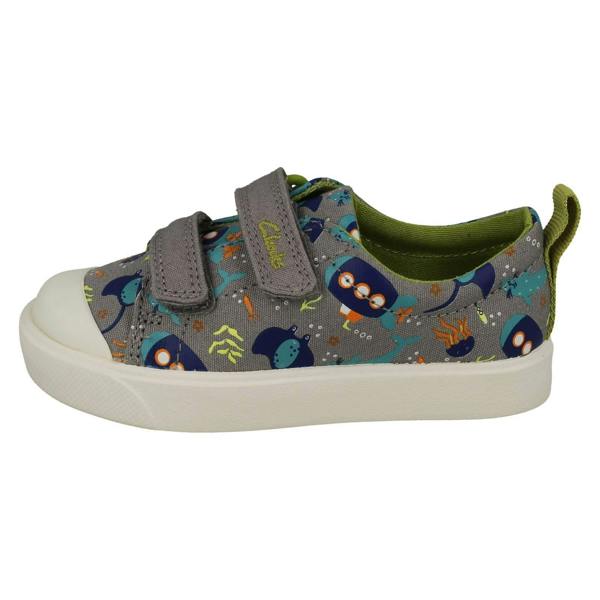 Clarks Childrens Clarks Pattern Detailed Light Weight Canvas Shoes City Bright