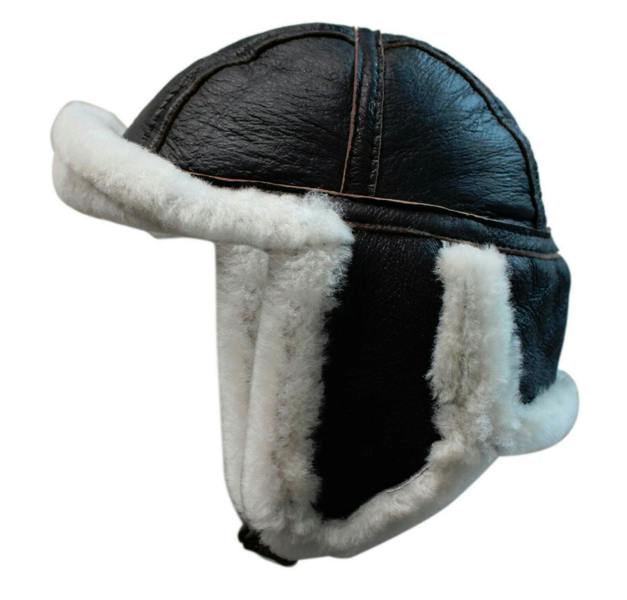 Infinity Leather Mens RAF Aviator Sheepskin B-55 Trapper Hat