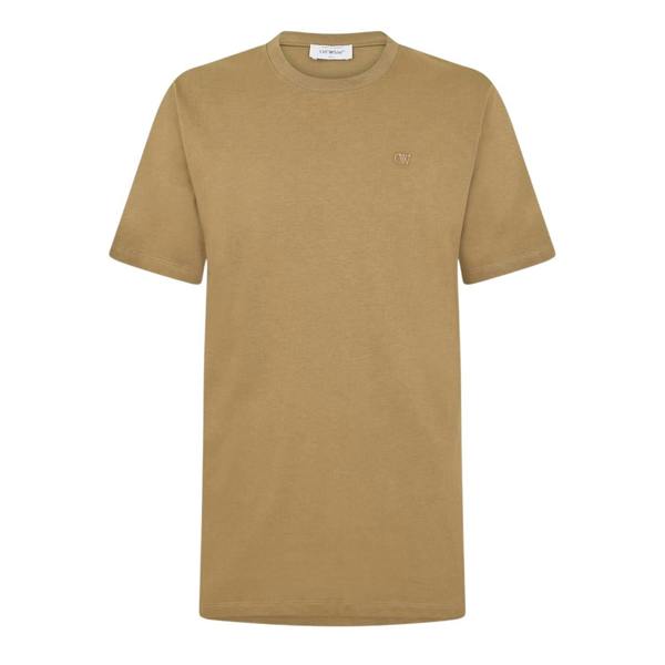 Off-White Mens Logo Cotton Slim T-Shirt - Beige - 