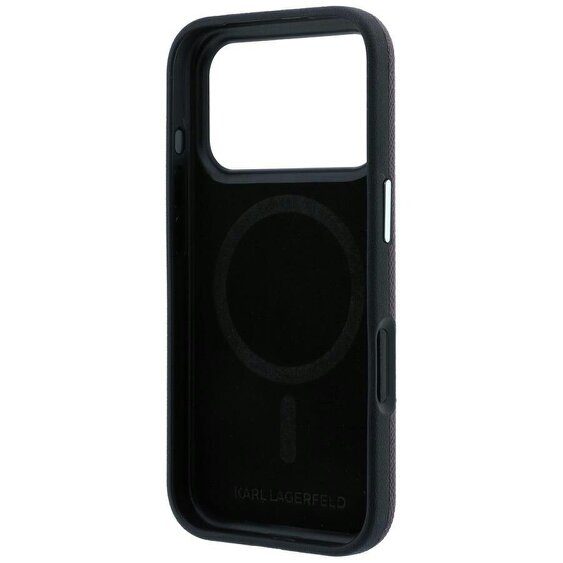 Karl Lagerfeld Grained Karl Head Metal Logo Case with MagSafe for iPhone 17/18 Pro 6.3" Burgundy - KLHMP18L6PSKHLR