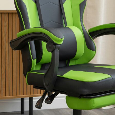 Samuel Alexander Ergonomic Gaming Chair with Footrest and Removable Pillows in Green