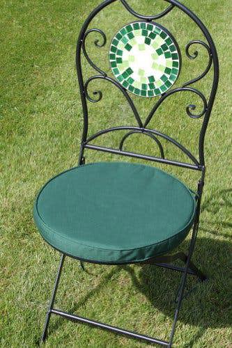 The Garden Marketplace Round Pad for Bistro Chair, 40cm Diameter Seat Cushion with Ties and Adjustable Back Strap, Zipped Removable Cover
