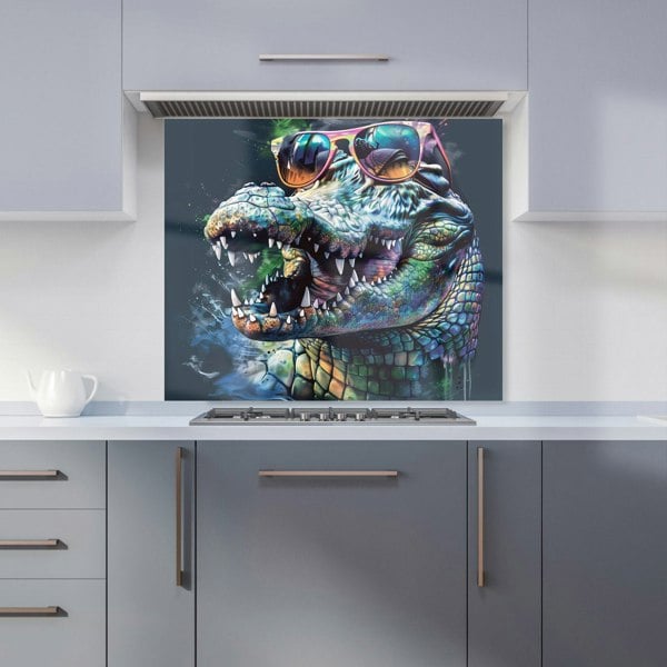 Warren Reed - Designer Crocodile In Glasses Splashart Kitchen Splashback