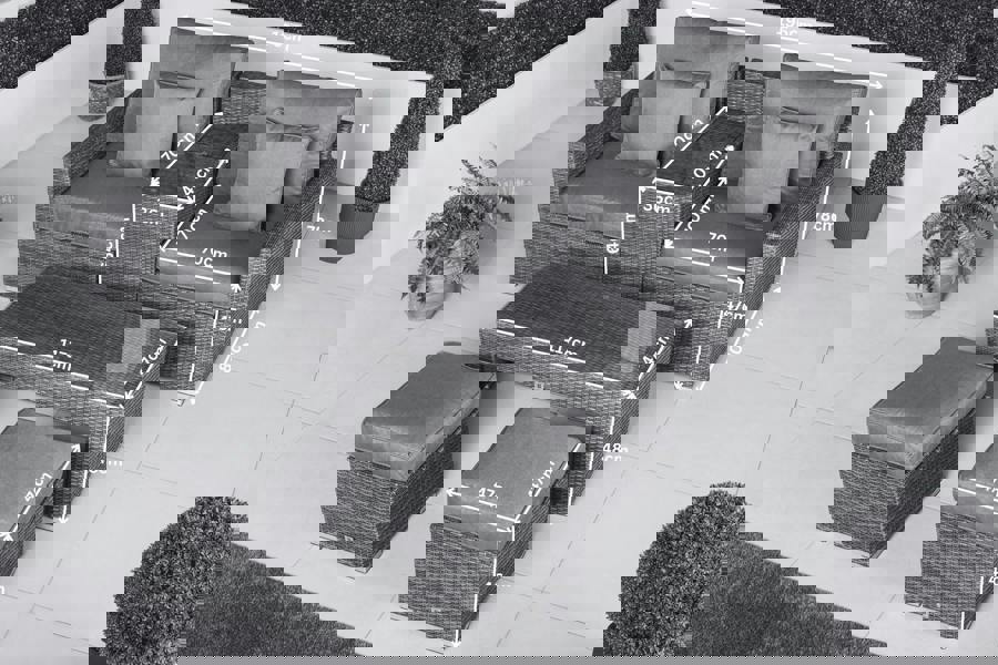 Giardino Havana 2 Seat Modular Sofa Rattan Garden Balcony Furniture Set Outdoor Drinks Cooler Table, Coffee Table & Stools