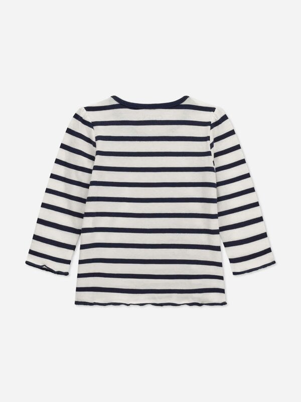 Guess Girls Long Sleeve Striped Bear T-Shirt in Blue