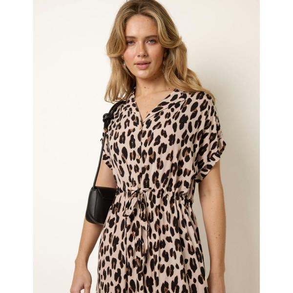 Blue Vanilla Animal Drawstring Waist Shirt Dress