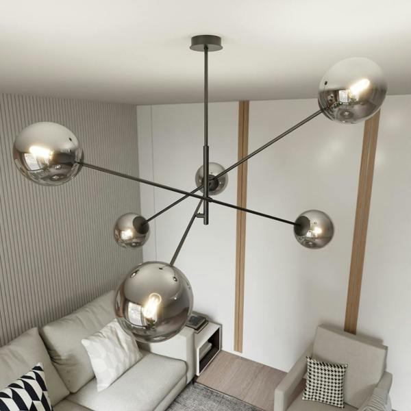 Emibig LINEAR Pendant lamp 6 x E14 Black with Graphite Shade