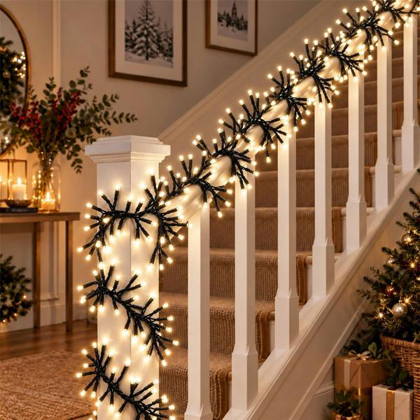 Cluster Christmas Lights with 8 Effects, Green Cable, Low Voltage, Indoor and Outdoor Use - 480 to 960 LEDs image 7