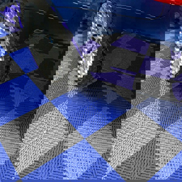 Monstershop Vented Garage Floor Tiles With Edges – 60 Grey & 60 Blue