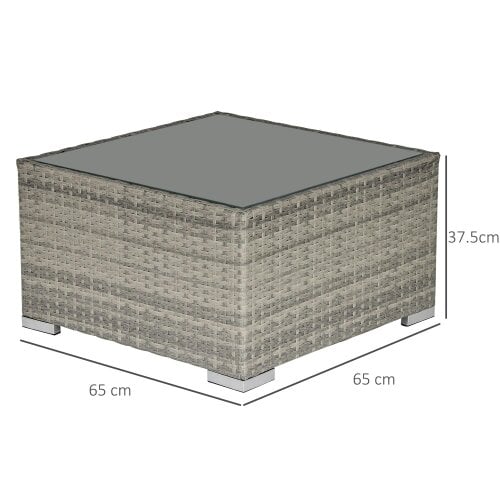 Wyld Haus Vimito Rattan Light Grey Square Outdoor Side Table With Glass Top