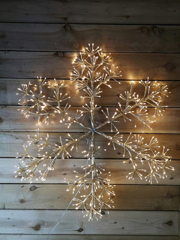 Samuel Alexander Premier 90cm Gold Starburst Snowflake Wall Window Decoration With 660 Warm White LEDs